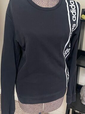 adidas Black Sweatshirt with White Side Logo Tape